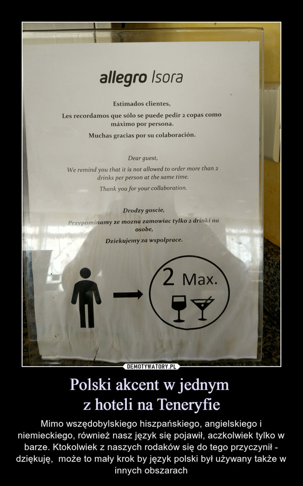 Polski akcent w jednym 
z hoteli na Teneryfie