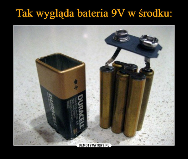 Tak wygląda bateria 9V w środku: