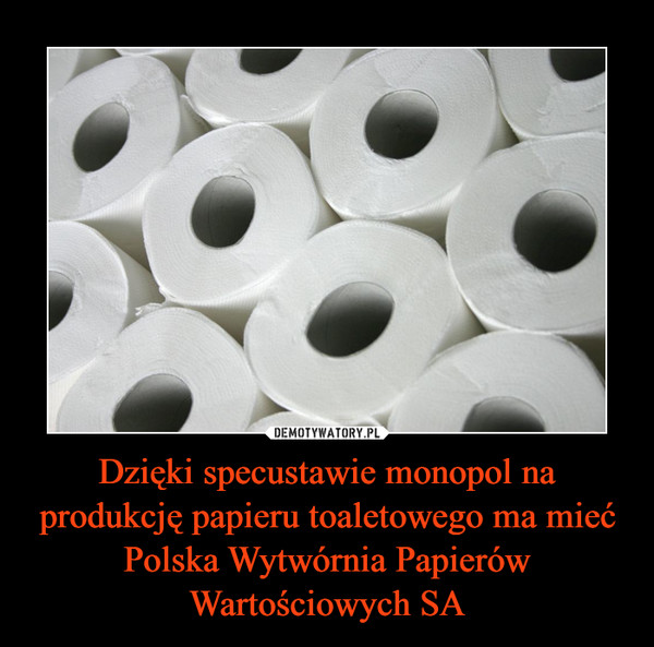 Dzięki specustawie monopol na produkcję papieru toaletowego ma mieć Polska Wytwórnia Papierów Wartościowych SA –  