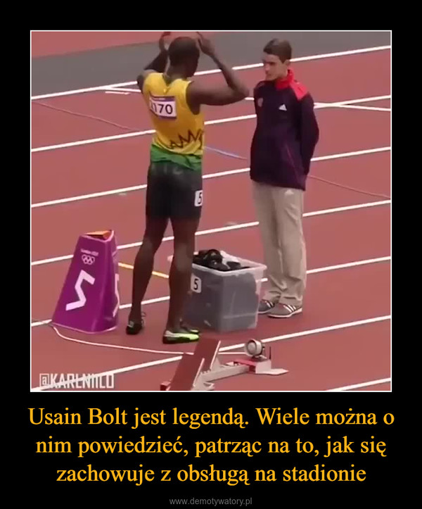 Usain Bolt jest legendą. Wiele można o nim powiedzieć, patrząc na to, jak się zachowuje z obsługą na stadionie –  