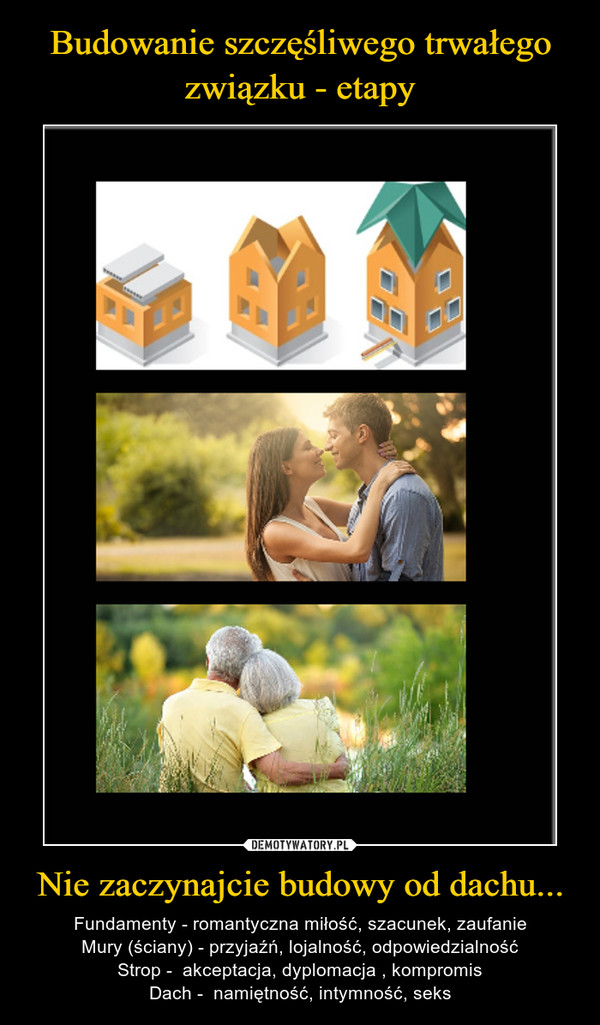Budowanie szczęśliwego trwałego związku - etapy Nie zaczynajcie budowy od dachu...