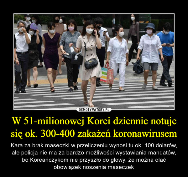 W 51-milionowej Korei dziennie notuje się ok. 300-400 zakażeń koronawirusem
