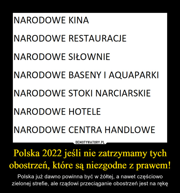 Polska 2022 jeśli nie zatrzymamy tych obostrzeń, które są niezgodne z prawem!
