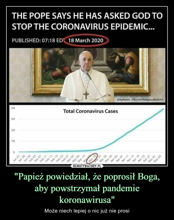"Papież powiedział, że poprosił Boga, aby powstrzymał pandemie koronawirusa"