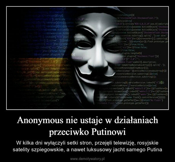 Anonymous nie ustaje w działaniach przeciwko Putinowi – W kilka dni wyłączyli setki stron, przejęli telewizję, rosyjskie satelity szpiegowskie, a nawet luksusowy jacht samego Putina 