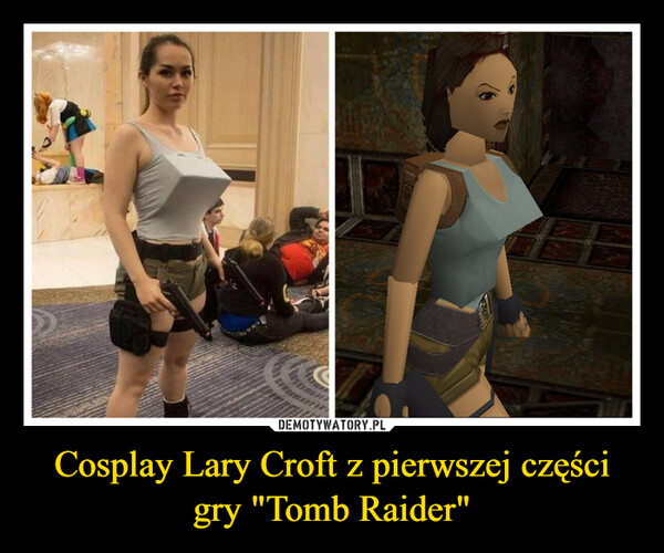 Cosplay Lary Croft z pierwszej części gry "Tomb Raider"
