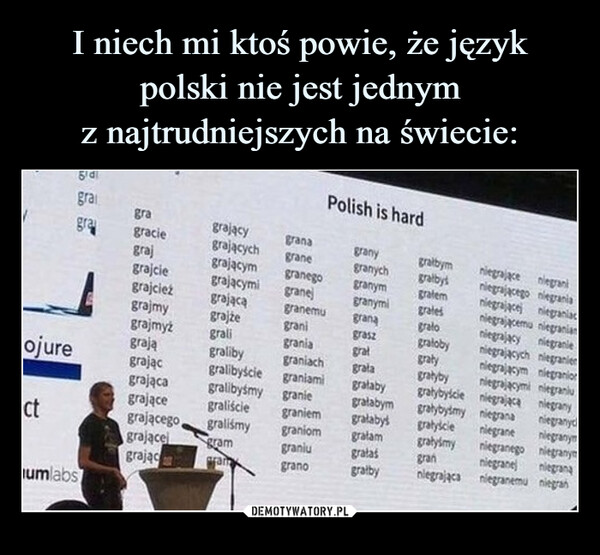 I niech mi ktoś powie, że język polski nie jest jednym
z najtrudniejszych na świecie: