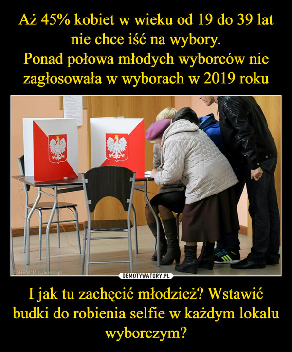 I jak tu zachęcić młodzież? Wstawić budki do robienia selfie w każdym lokalu wyborczym? –  AGENCJA wyborcza.pl