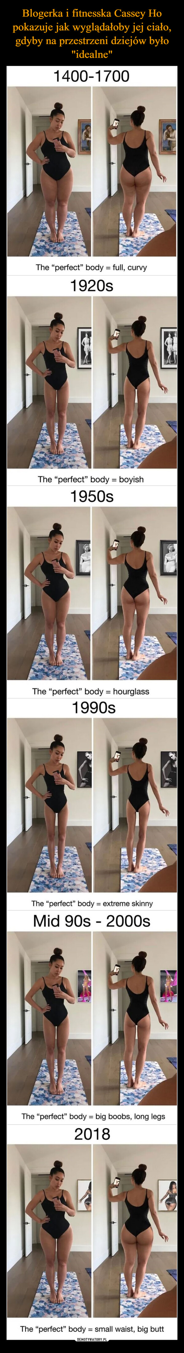  –  1400-1700**The “perfect” body = full, curvy1920s子The “perfect” body = boyish1950s20日月 E子The “perfect” body = hourglass1990s大家The “perfect” body = extreme skinnyMid 90s - 2000sThe “perfect” body = big boobs, long legs2018情今The “perfect” body = small waist, big butt