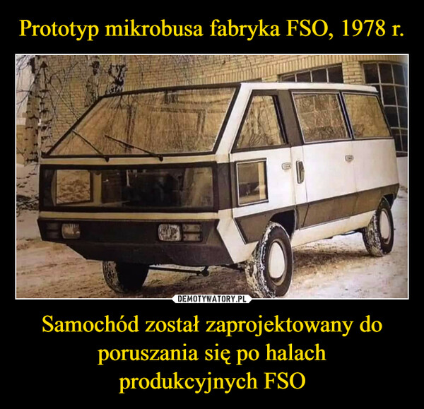 Prototyp mikrobusa fabryka FSO, 1978 r. Samochód został zaprojektowany do poruszania się po halach
produkcyjnych FSO